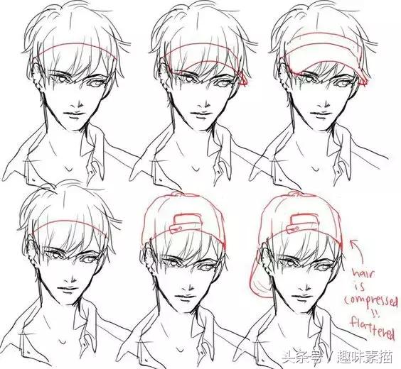 动漫人物帽子画法慢教程,各种各样的帽子画法
