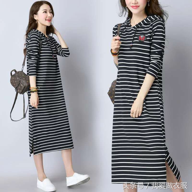 女士连帽卫衣中长款裁剪图,女士卫衣中长款长袖裁剪图