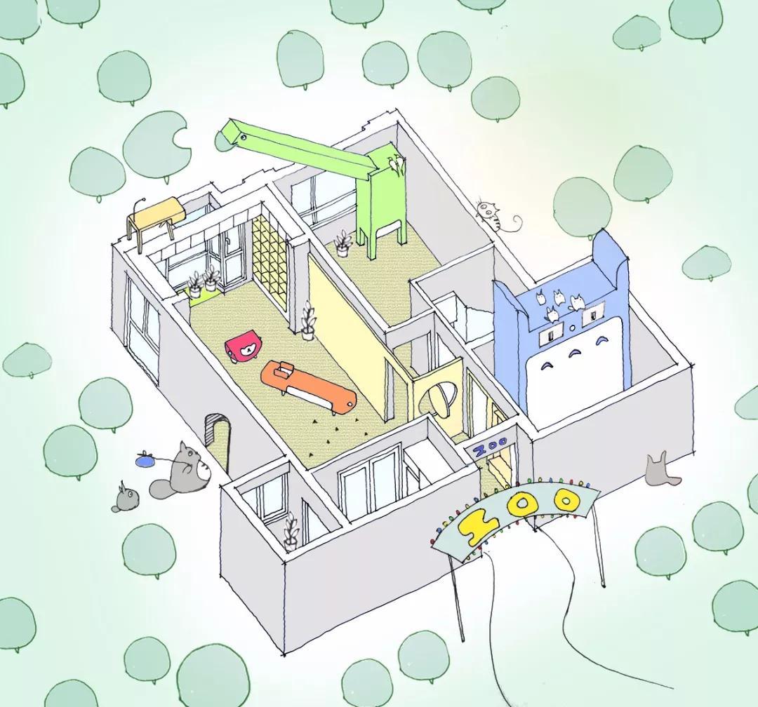 龙猫衣柜、猫桌、小熊柜，建筑师夫妇把80㎡精装房变萌萌哒家！