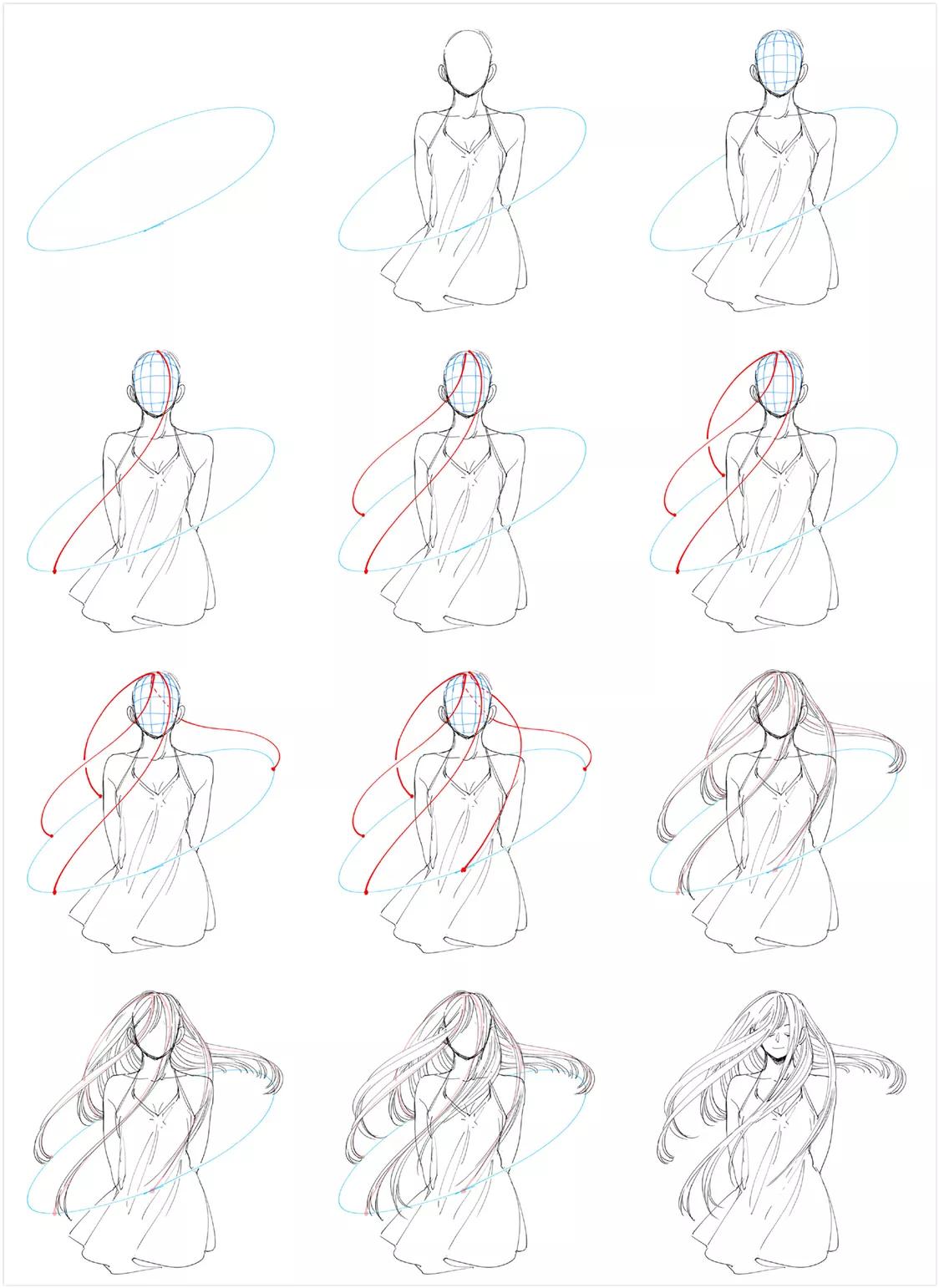 比较卷的头发画法,比较凌乱的头发画法