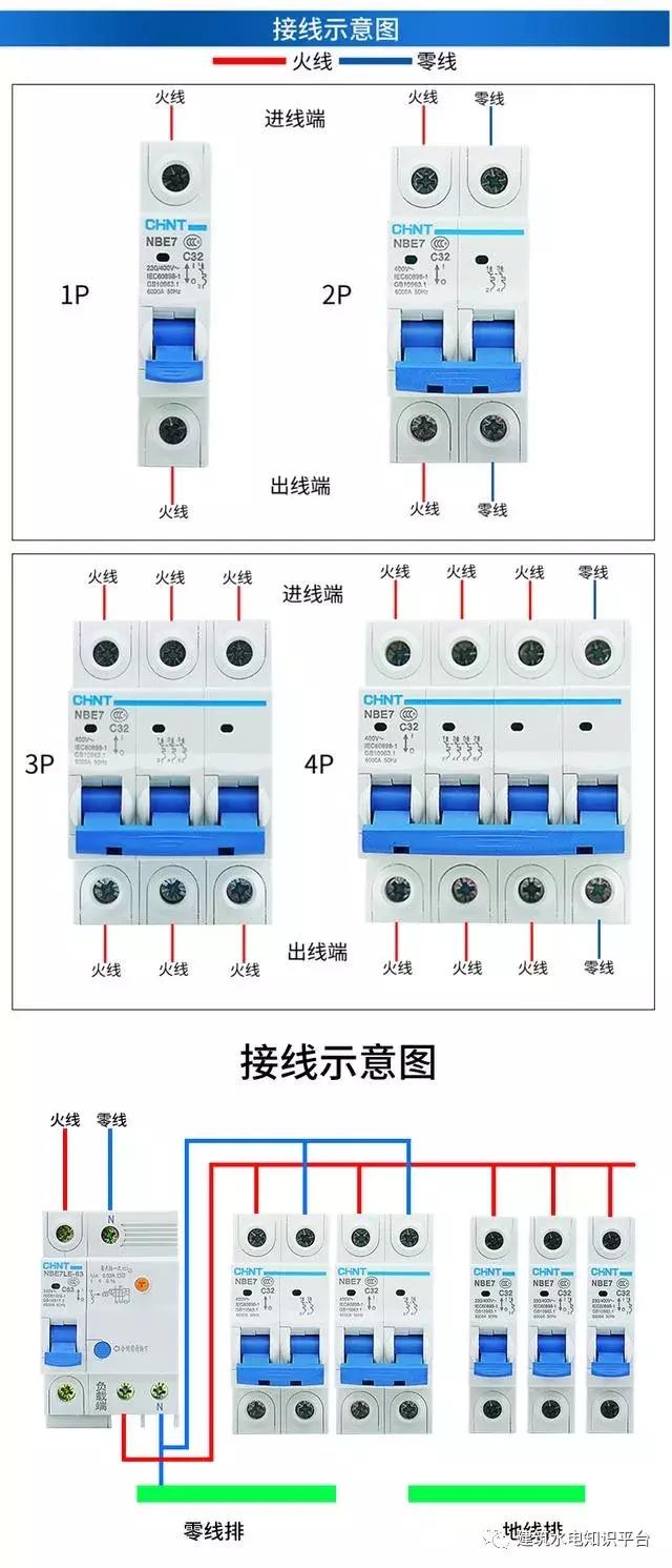 家用空气开关漏电开关正规接线图,空气开关接线正确接法图