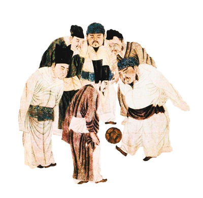 中国传统名画蹴鞠,古画宋太祖蹴鞠图