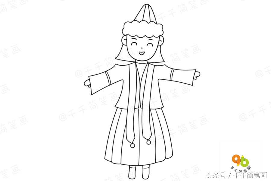 少数民族简笔画服饰怎么涂色,最具代表的民族服饰简笔画