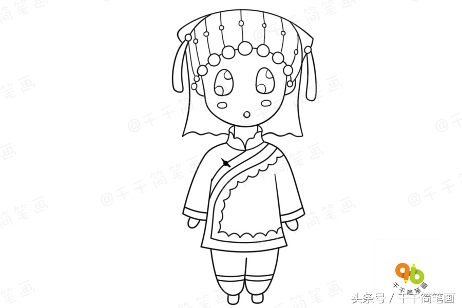 少数民族服饰简笔画超简单,广西少数民族服饰简笔画