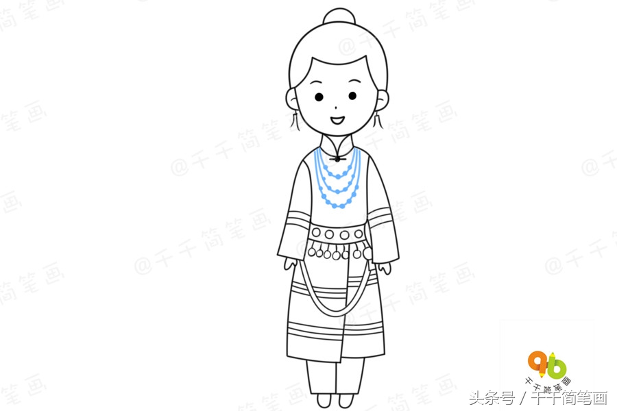 少数民族简笔画服饰怎么涂色,最具代表的民族服饰简笔画