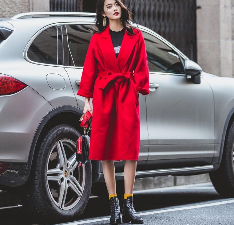 秋冬红色羊绒大衣女,红色大衣推荐秋冬