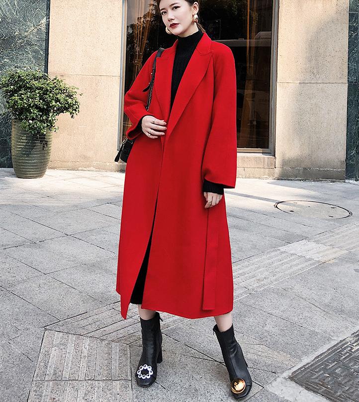 秋冬红色羊绒大衣女,红色大衣推荐秋冬