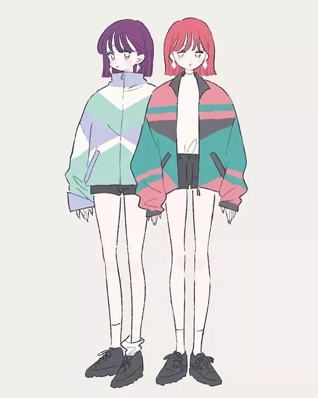 手绘漫画人物的衣服搭配,日系春季搭配手绘漫画