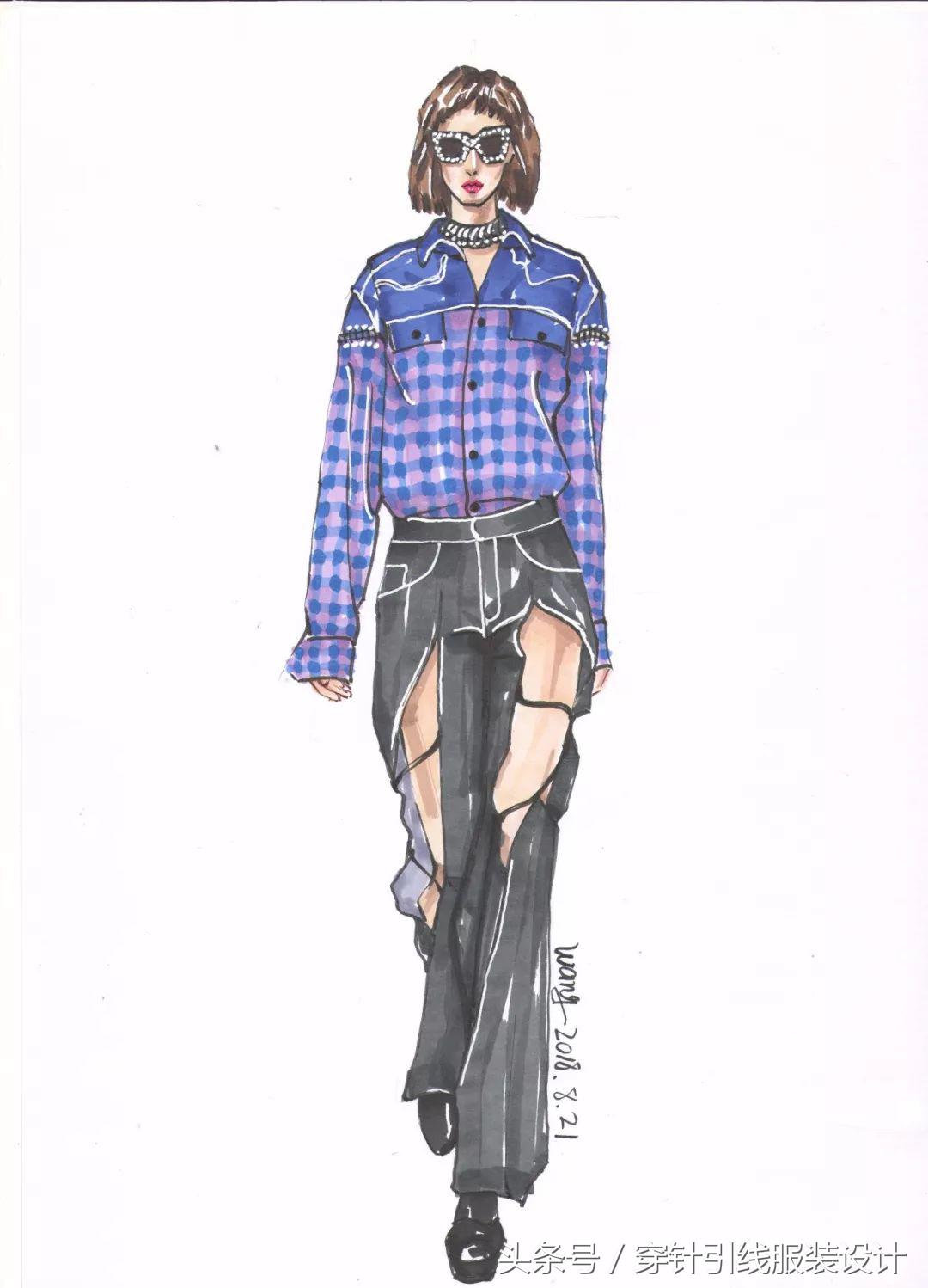 线元素服装款式图画法,流行服装手绘款式图片大全