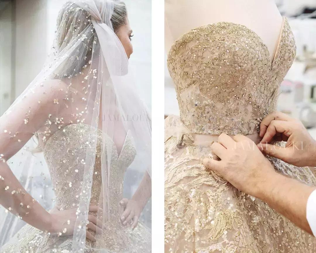 15万颗施华洛世奇水晶,eliesaab婚纱