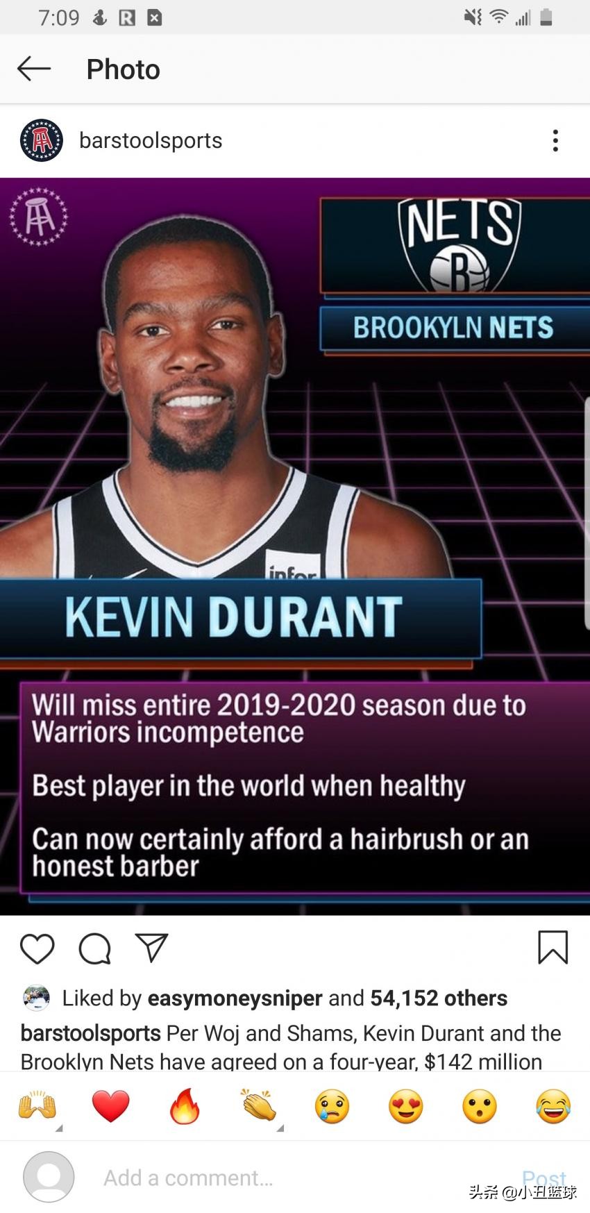 点赞表明态度，受伤都怪勇士无能，杜兰特又手滑了？