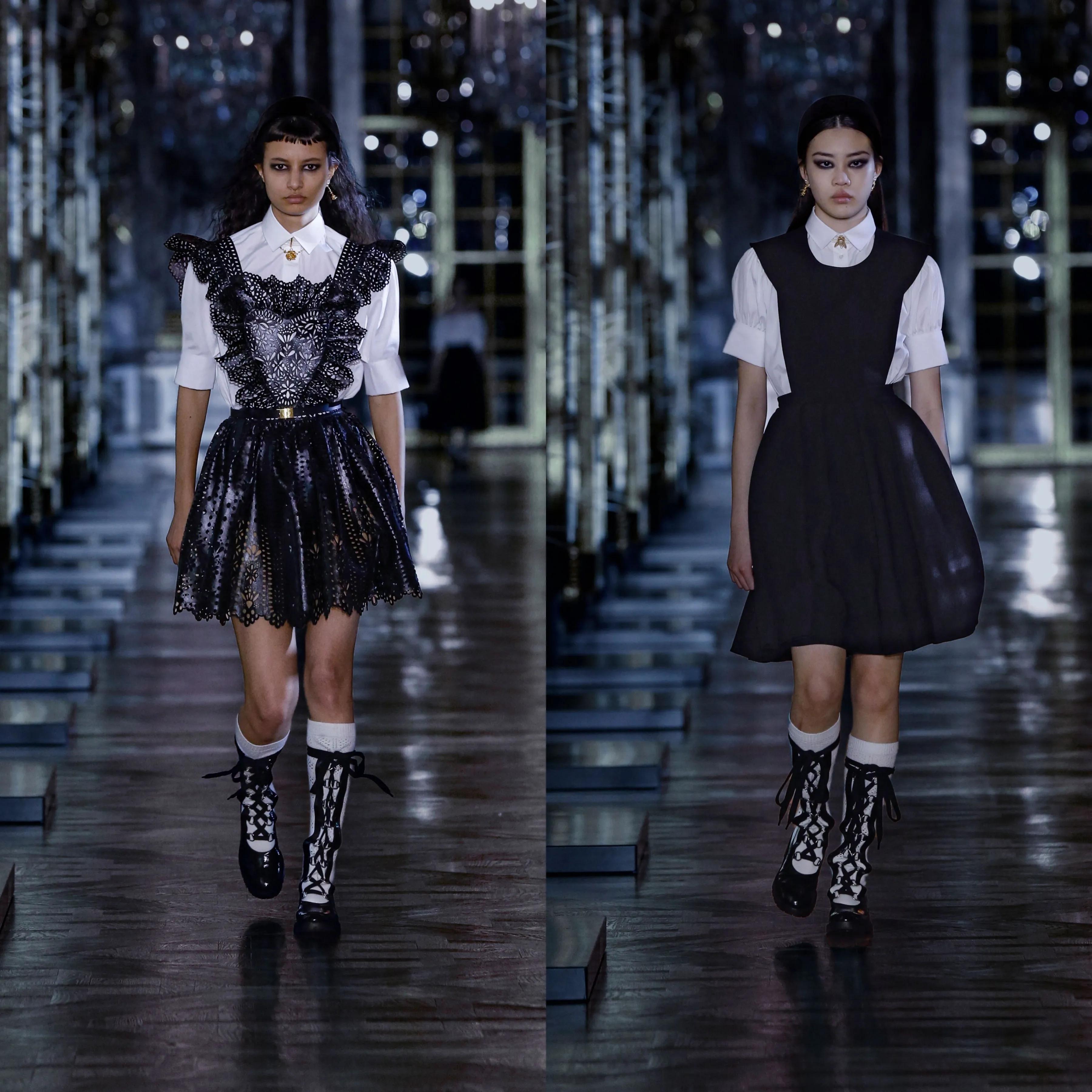 dior白衬衫搭配千鸟格半裙,dior白衬衣搭配男