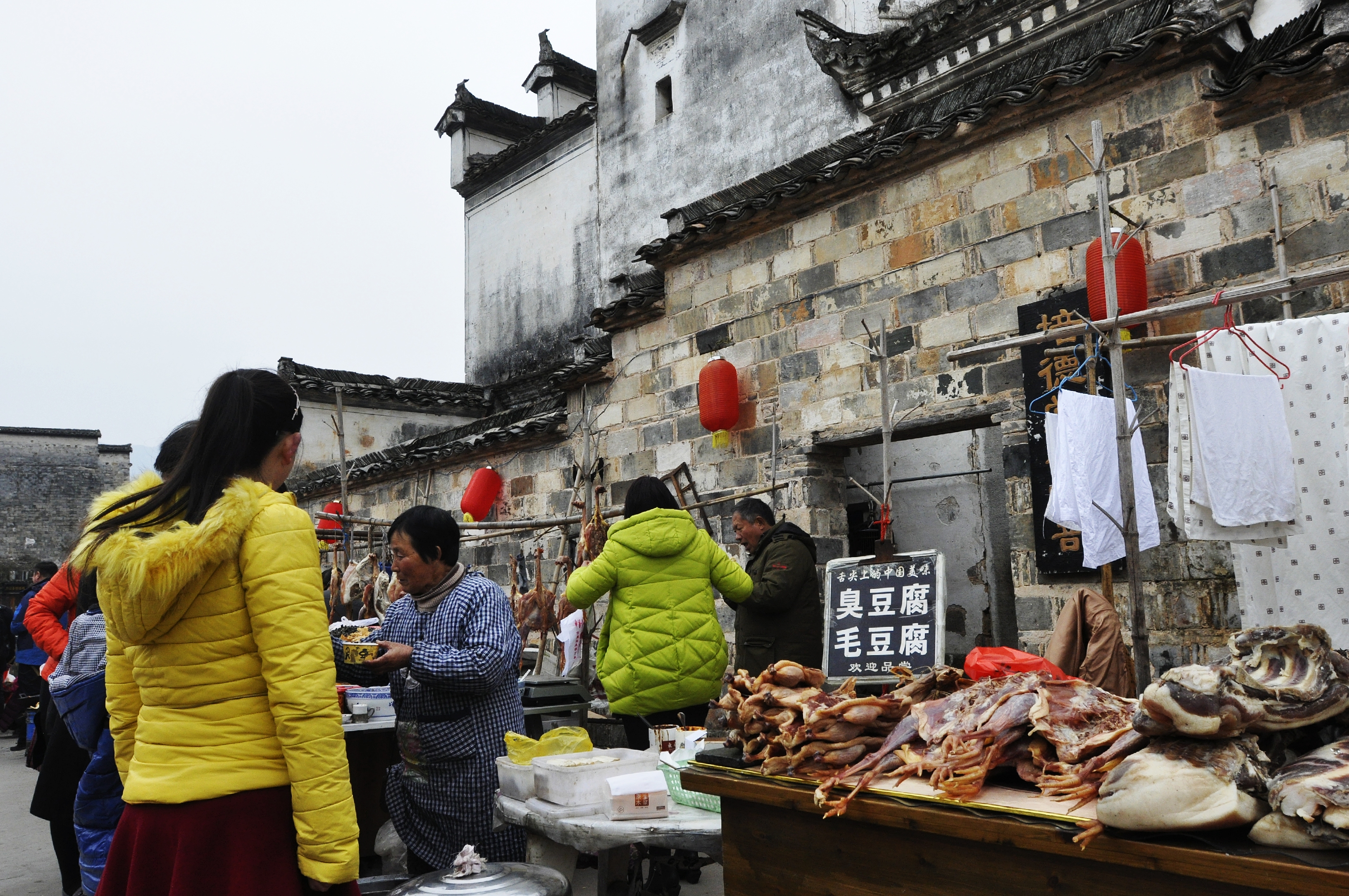 徽派村落宏村风景,山为牛头树为角的意思
