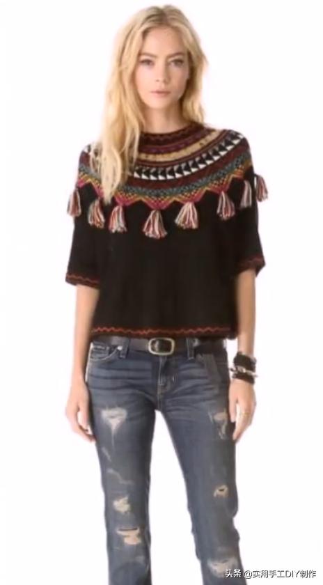 新款针织秋冬宽松披肩怎么织,针织中长款披肩