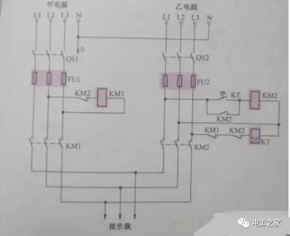 双电源两个交流接触器接线方法,怎么用两个接触器实现双电源