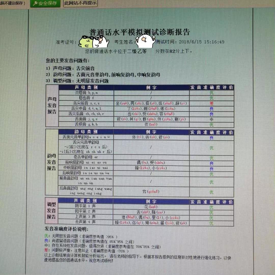 普通话发音测试,普通话发音测试2