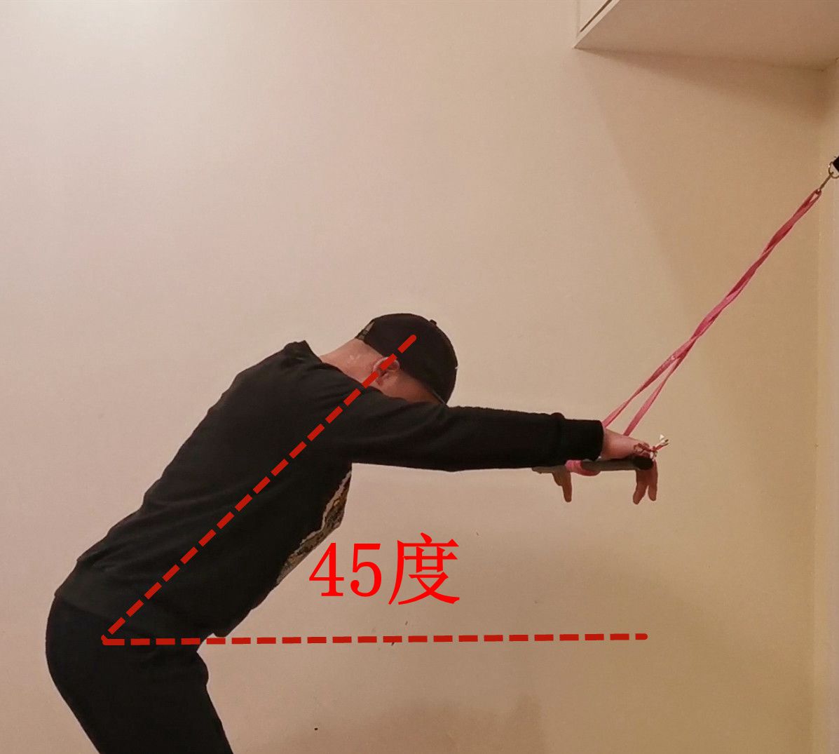 背阔肌和大臂肌的训练,弹力绳直臂下拉背阔肌