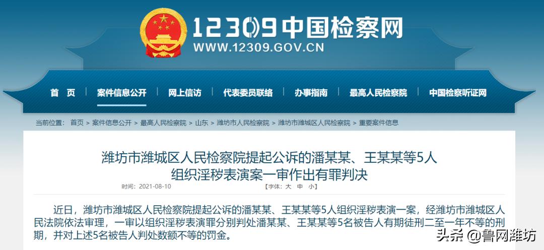 潘某某、王某某等5人，组织淫秽表演被潍坊警方逮捕判决