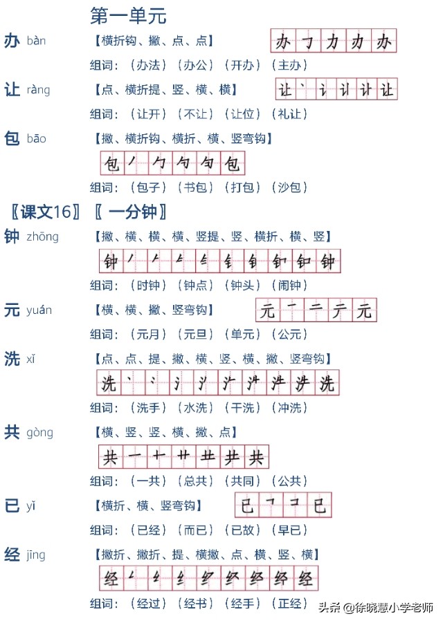 一年级所有一类生字的笔顺和拼音,一年级语文下册生字笔顺组词讲解