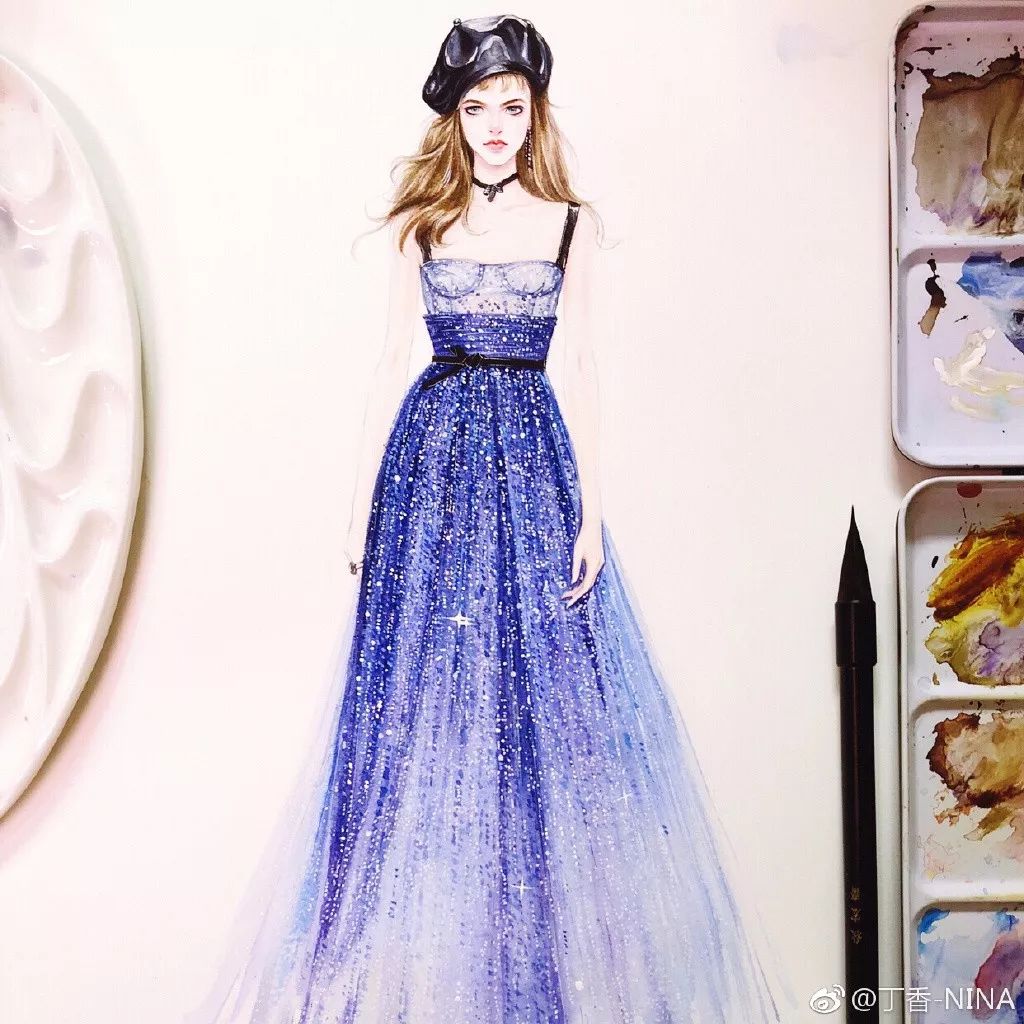 礼服怎么画好看仙气用彩铅,马克笔和彩铅裙子上色教程