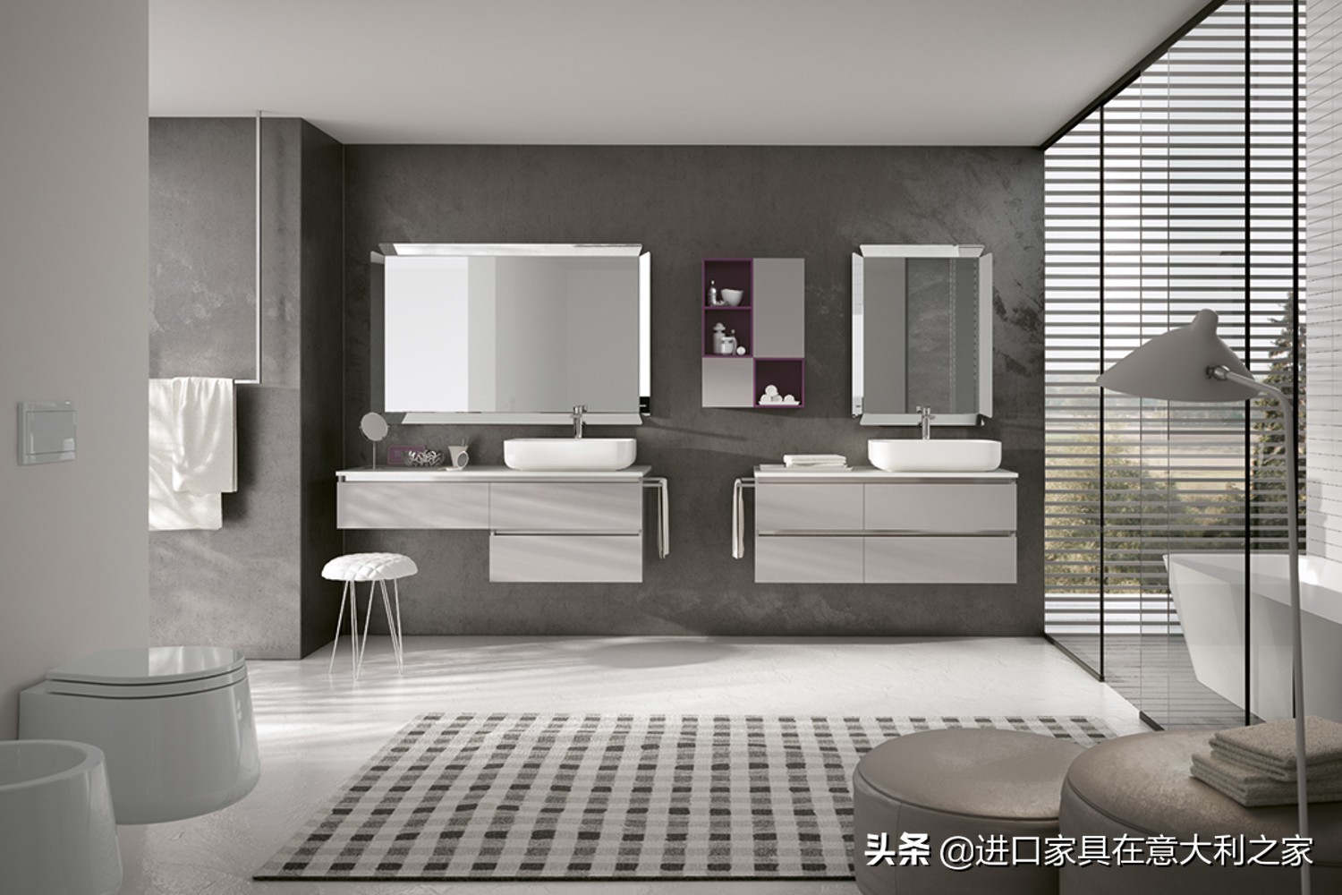 陶瓷一体盆浴室柜北欧三面墙,浴室柜北欧风格选什么颜色好看