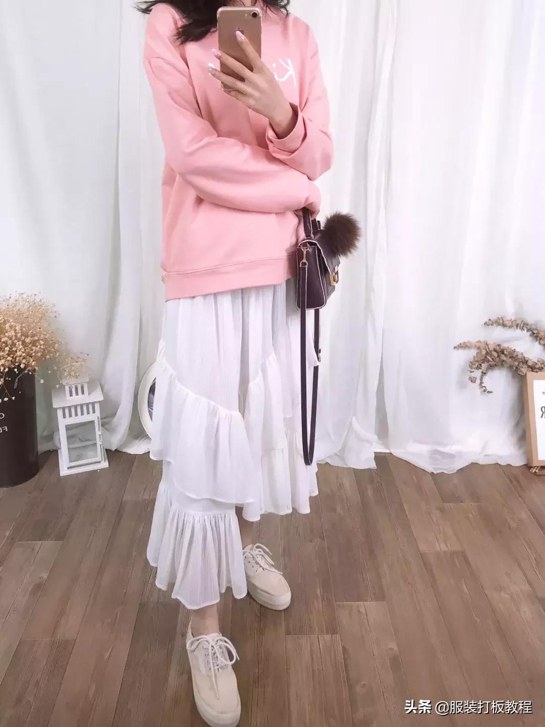 不规则半身荷叶边裙结构制图,不规则半身荷叶裙怎么搭配