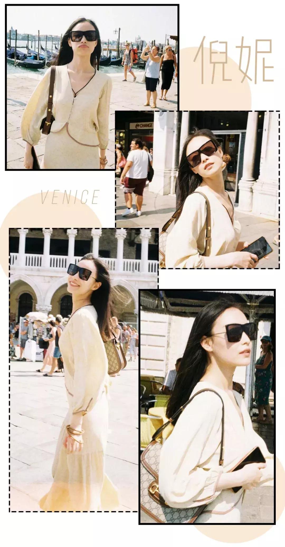 倪妮牛仔背带裙,倪妮穿黑色鱼尾裙