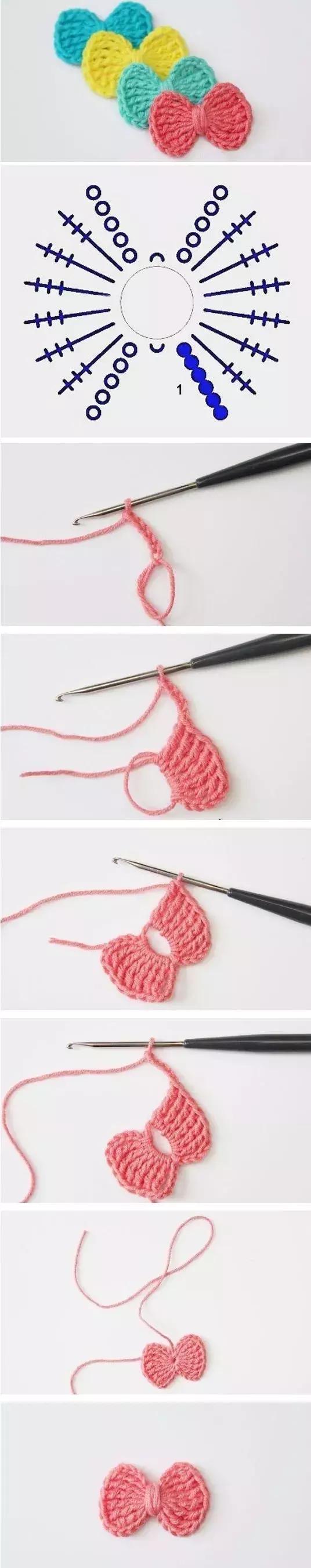 小的蝴蝶结发饰系法,小小的蝴蝶结钩织