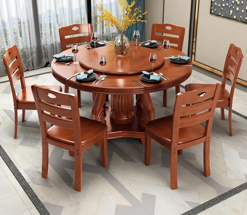 新中式餐桌圆桌高端,新中式风格大板实木餐桌