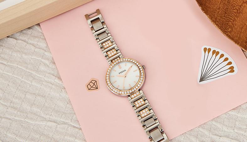 杨紫同款，Fossil欧美时尚水钻表！戴上它璀璨光华，亮如繁星