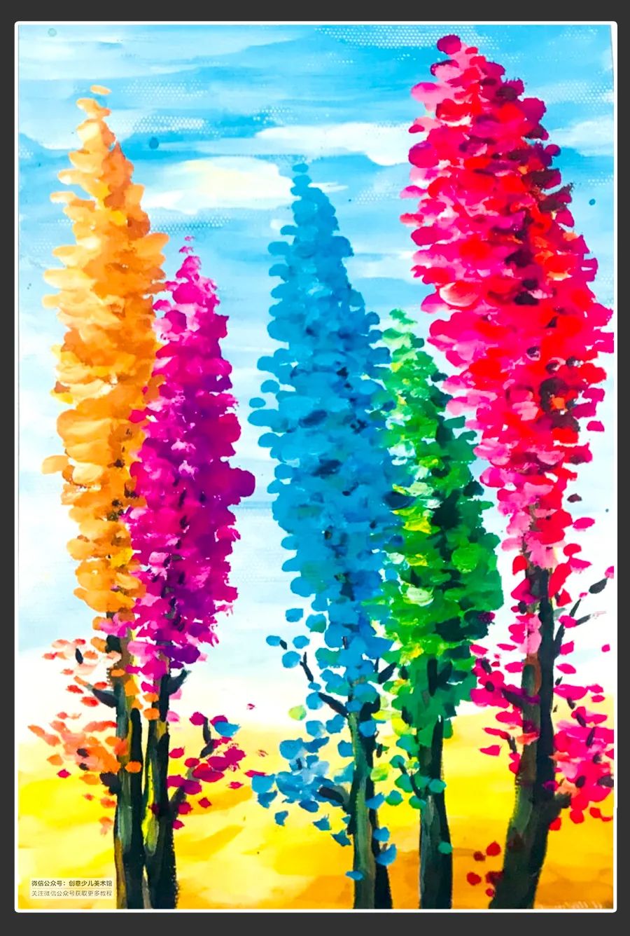绘画素材9-12岁风景,绘画作品儿童创意7-10岁颜料画
