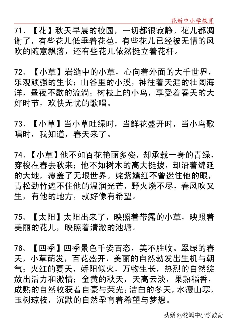 小学语文排比句100例,小学语文句子积累排比句