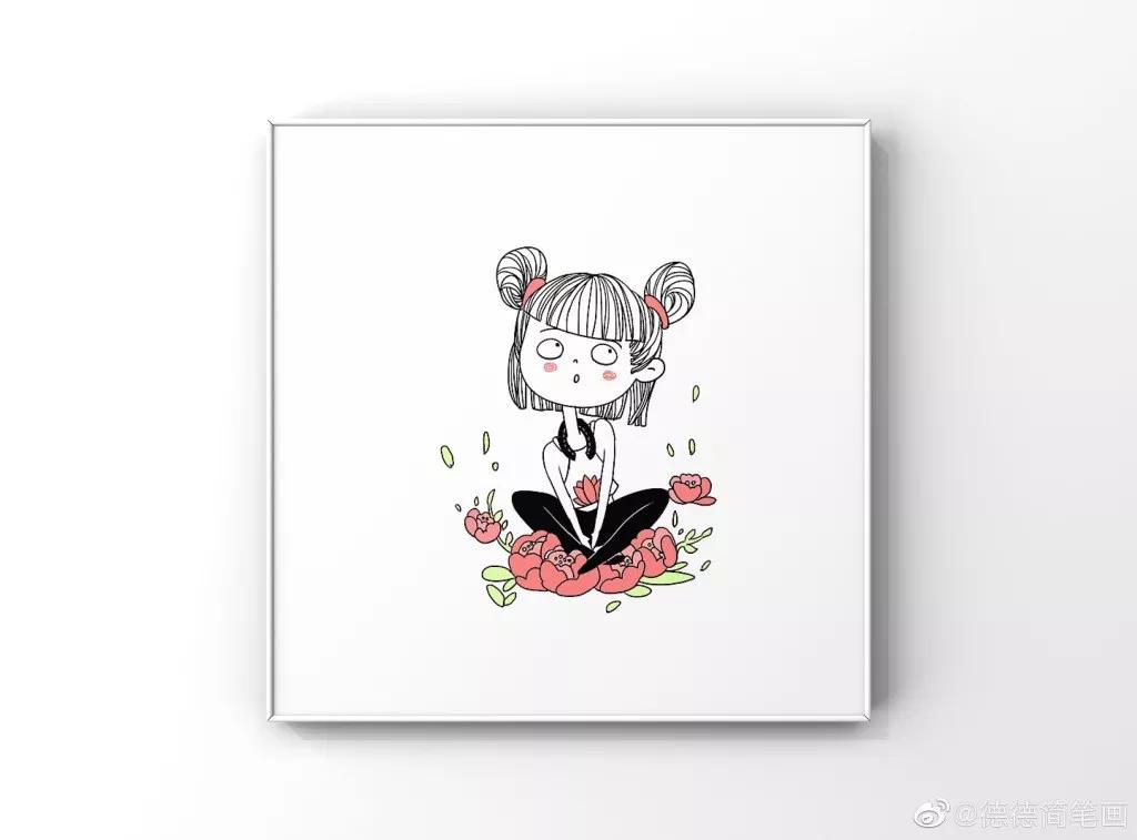 简单清新花卉的简笔画图片大全,唐老鸭简笔画可爱清新小女孩