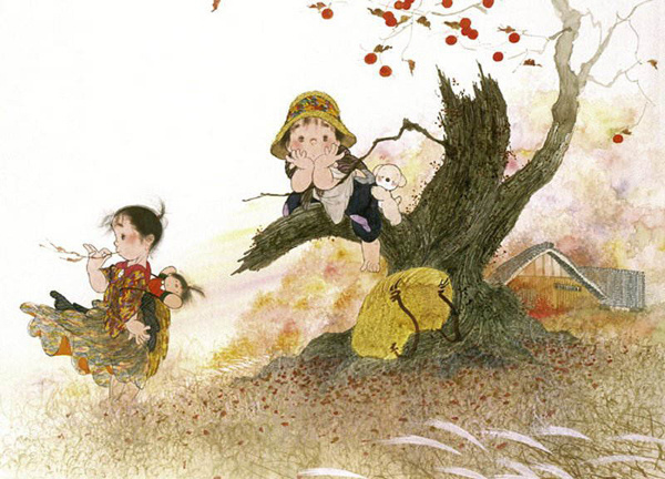 日本童趣主题画,儿童绘画日本艺术