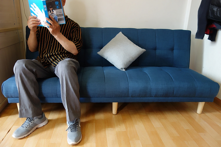 小户型布艺棉麻沙发床,新中式实木布艺沙发床