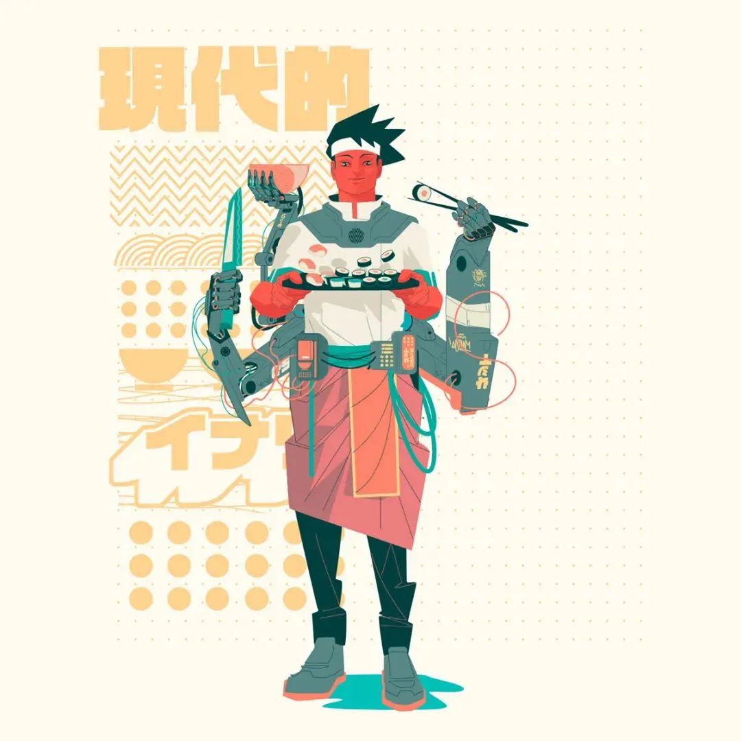 画面冲击感强烈的插画,这种手绘插画是用什么笔画的