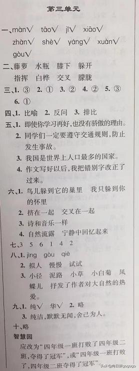 四年级语文上册第二单元测试作文,四年级下册语文第三单元满分作文