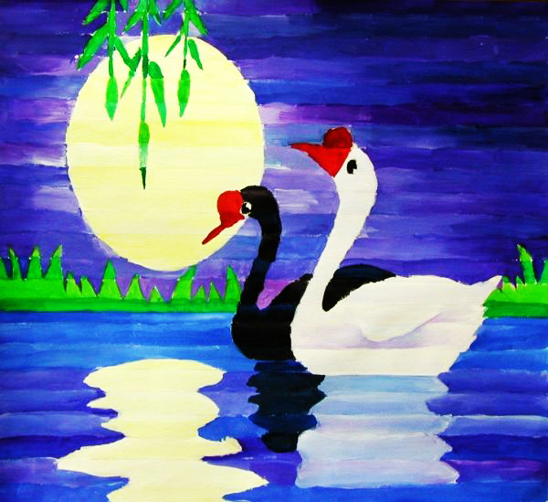 大白鹅创意美术3岁以下,关于谜语的画画简易版