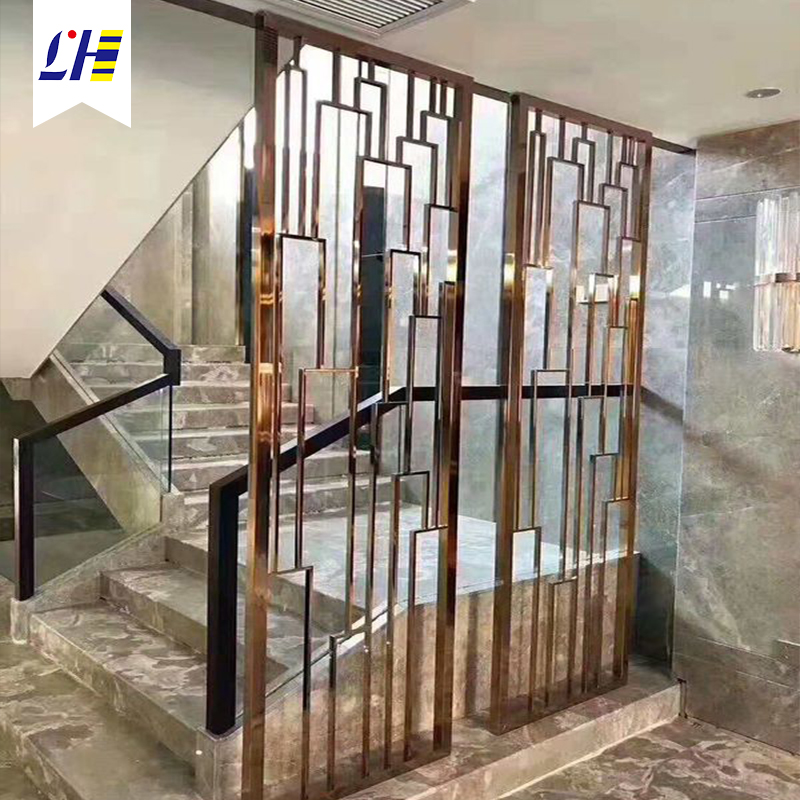 新中式不锈钢屏风客厅,高档家装新中式不锈钢屏风