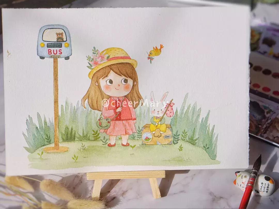 简笔画可爱小人插画,超萌可爱的插画小人