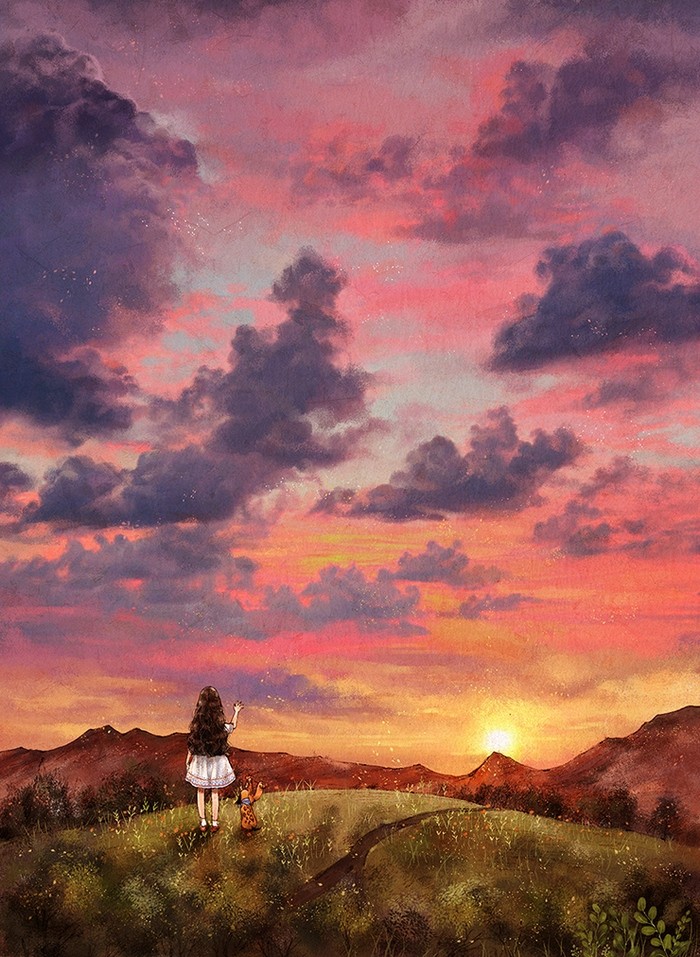 韩国插画师森林女孩日记图文,水彩插画森林女孩日记