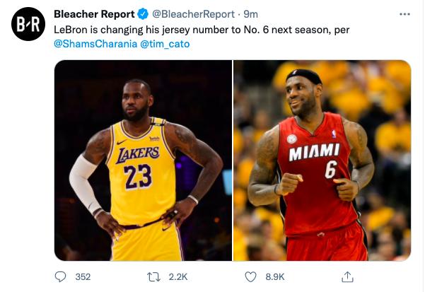 詹姆斯建议全联盟退役23号球衣,詹姆斯穿回6号浓眉为什么还穿3号