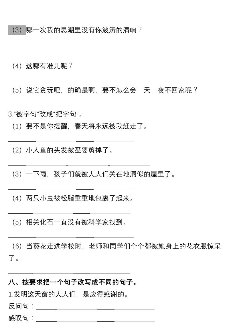 小学语文句子专项训练解析及答案,小学语文期末专项复习词语