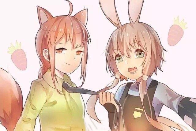 疯狂动物城拟人插画,疯狂动物城狐兔绘画拟人