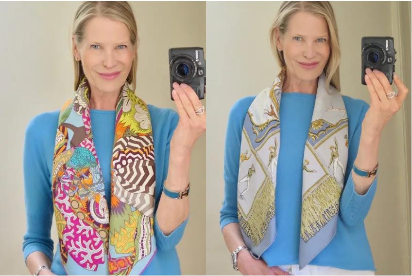 简单到一学就会的丝巾搭配,时尚博主丝巾搭配