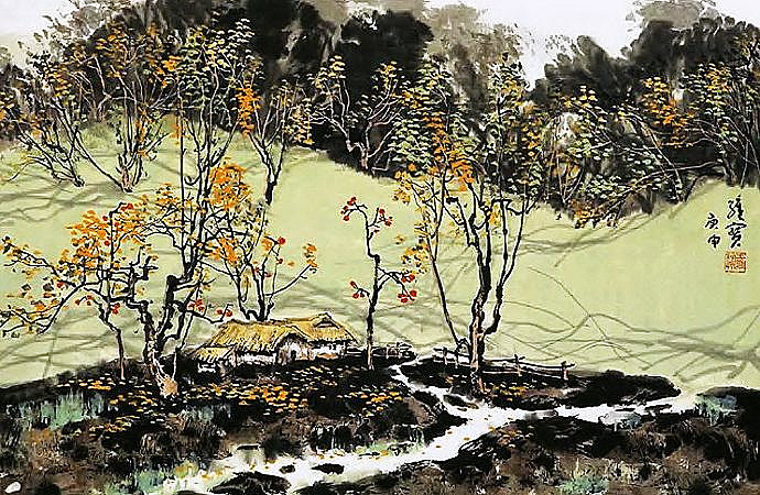 古香古色山水画,岭南风景国画