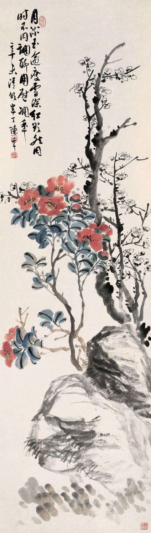 名家山茶花写意画,名家写意茶花