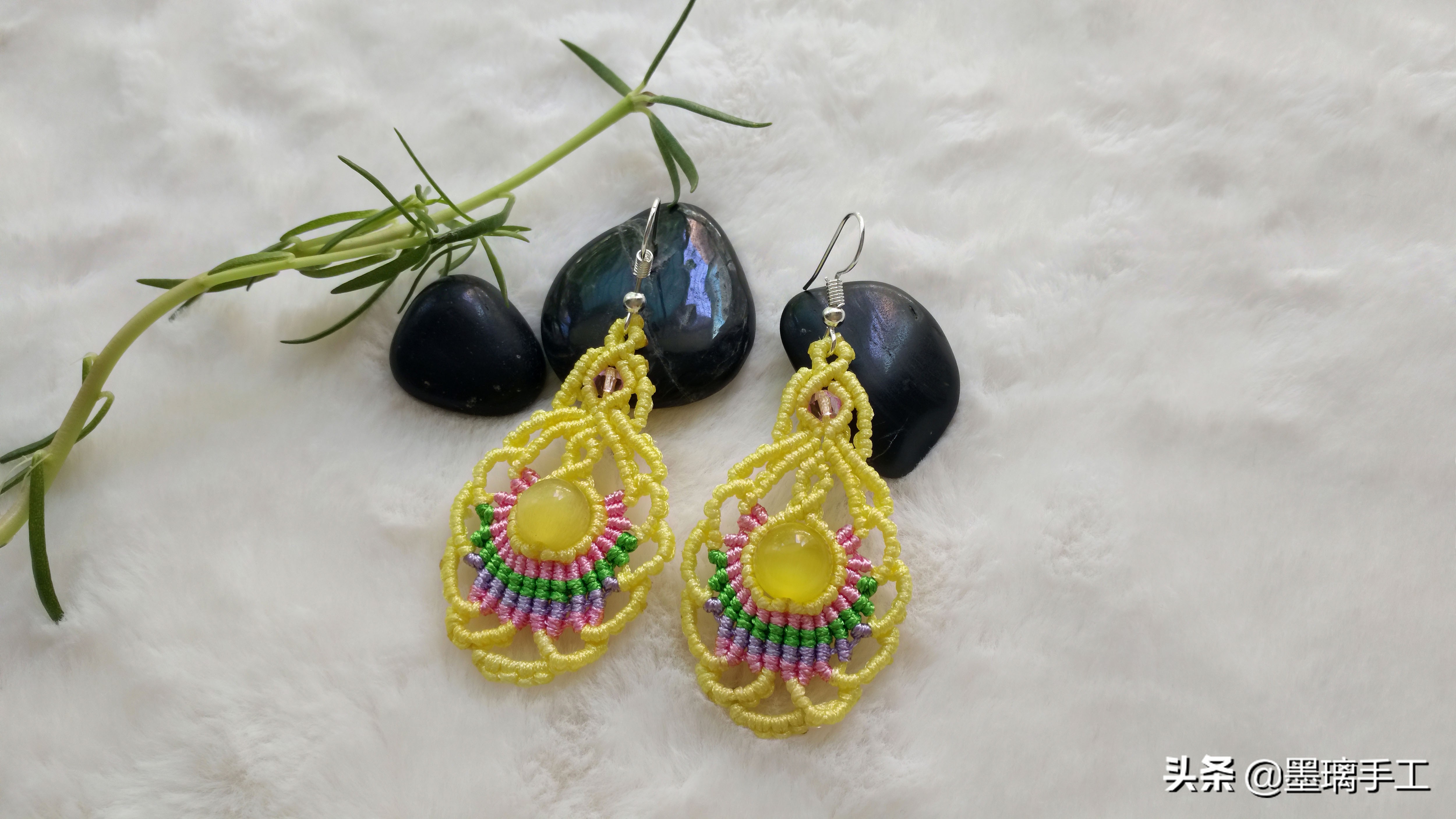 复古耳环编绳教程,简单北欧风手工编绳