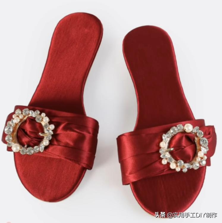 斜条纹小蝴蝶结拖鞋的织法,蝴蝶结草编拖鞋