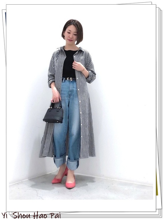 夏季格子衬衫搭配50岁,新款格子衬衫时尚潮流穿搭